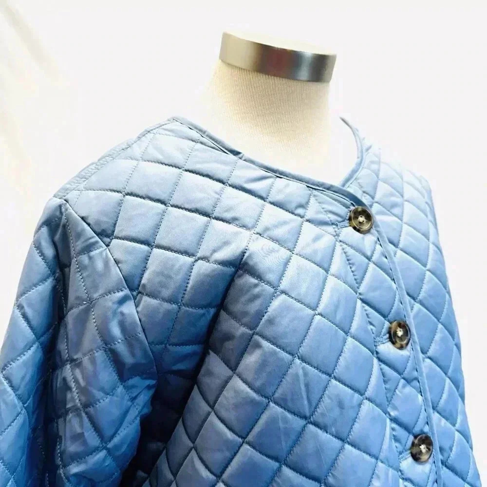 NWT CROFT&BARROW Women Button Down Quilted Blue Jacket Lightweight Size PXXL - Picture 3 of 14